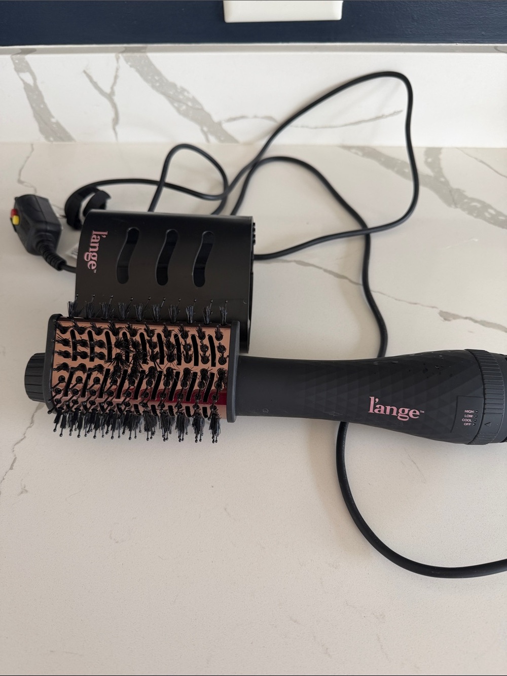 Lange Black and Rose Gold Teardrop Hot Air Styling Brush